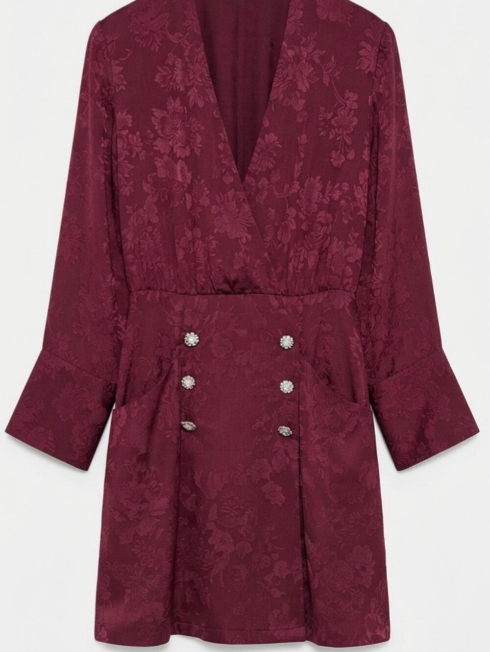 Zara Burgundy Floral Button Dress size Small
